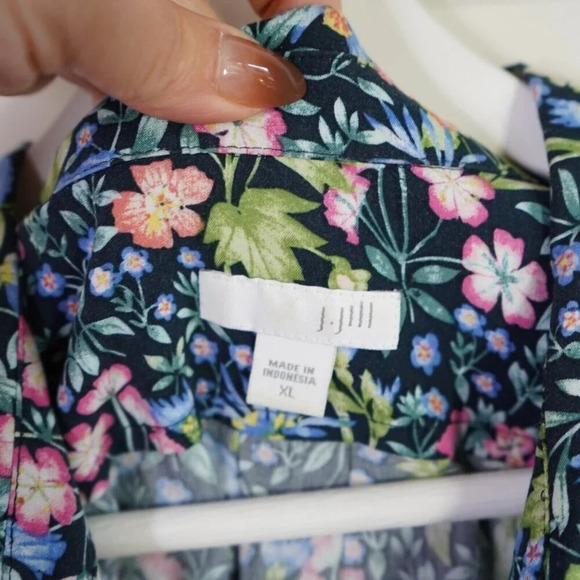 J Jill Dress Womens XL Midi Button Front Boho Cottagecore Dainty Floral Coastal - Picture 3 of 8
